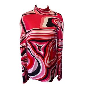 Lesley Evers Swirl Pattern Mock Turtleneck